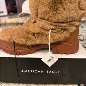 NWT and box American Eagle Outfitters Tan Faux Fur Boots